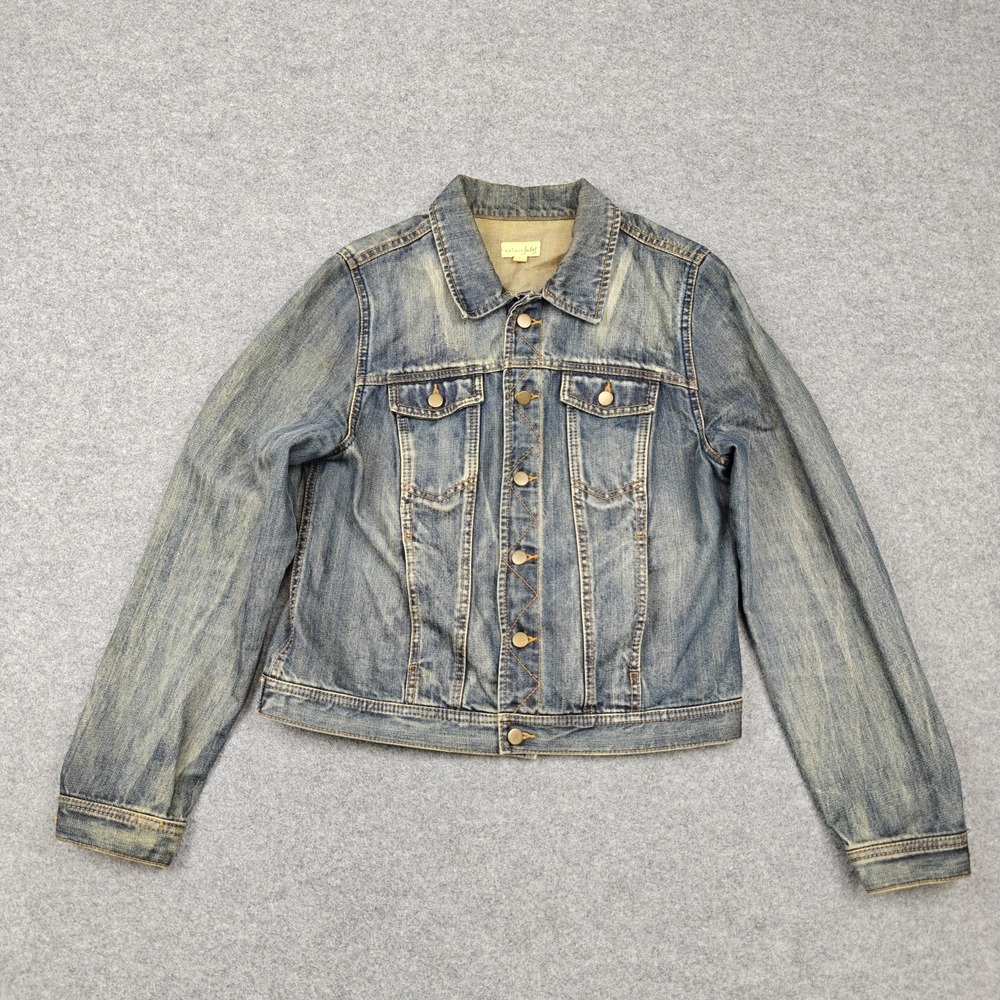 Maison Jules Jacket Womens Large Blue Denim Button Front Pockets Unlined Classic